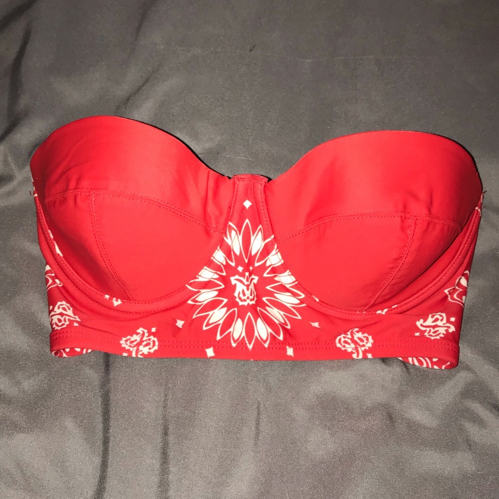 Xhilaration red bandana underwire swim top size M